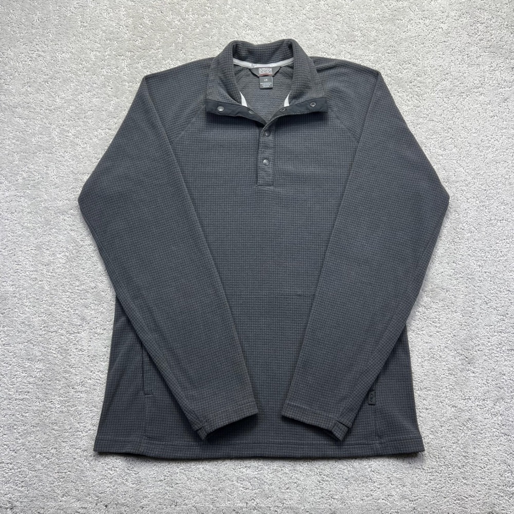 Outdoor Research Sweater Mens Large Gray Waffle Fleece Trail Mix Snap Pullover